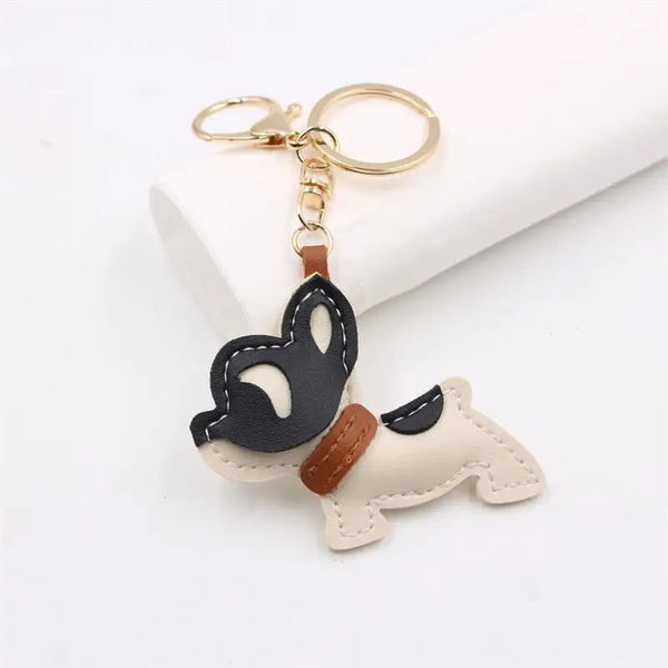 Französische Bulldogge Leder Schlüsselanhänger - kreativer Anhänger für Taschen, Schlüssel & Accessoires