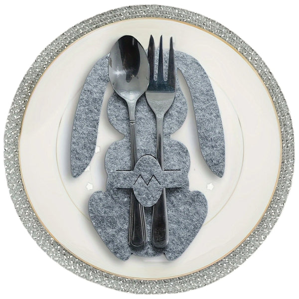 Osterhasen-Besteckhalter aus Filz – 12er Set für festliche Tischdekoration