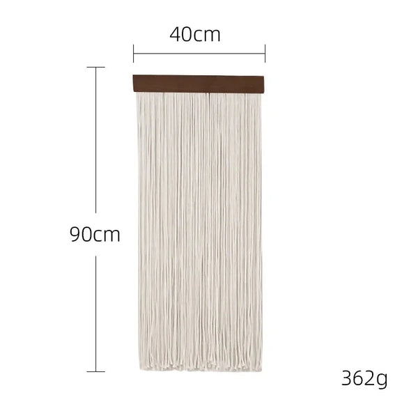 Boho Wanddeko aus Holz – Baumwoll-Tapisserie mit Quasten