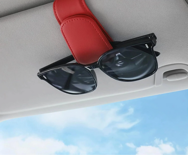 Eleganter Leder-Sonnenbrillen- & Ticketclip für den Auto-Sonnenschutz