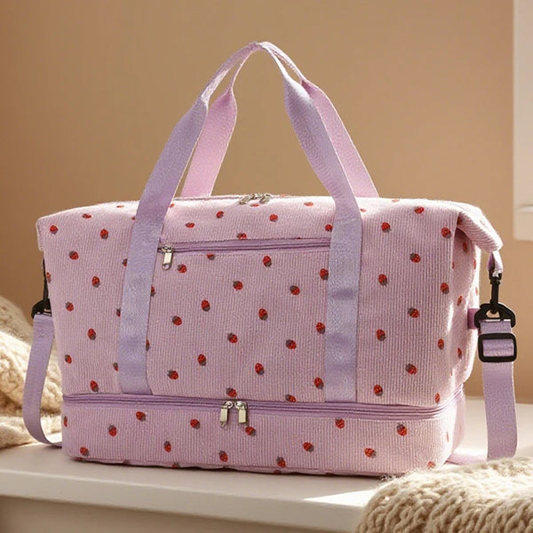 Cord-Reisetasche für Damen – Große Handgepäck- & Sporttasche mit Schuhfach