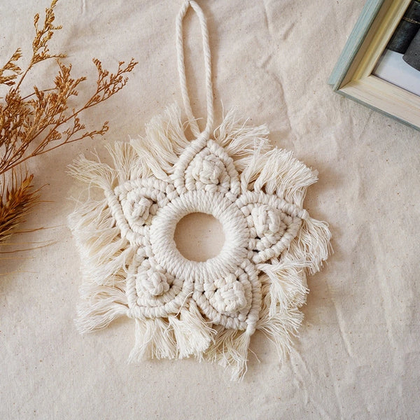 Handgewebter Makramee-Anhänger im Boho-Stil – Wanddeko aus Baumwolle
