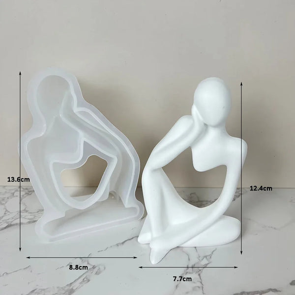 Silikonform – Abstrakte Denkerfiguren für Kerzen-, Beton- & Resin-Guss