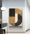 Minimalistische abstrakte Wandkunst – Strukturiertes Leinwandbild in Braun & Schwarz