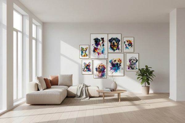 Graffiti Hund Leinwand Poster – Golden Retriever, Border Collie, Französische Bulldogge Wandkunst