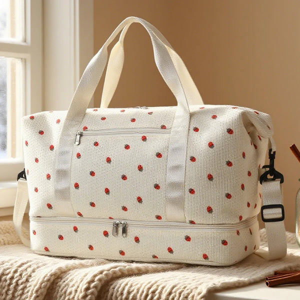 Cord-Reisetasche für Damen – Große Handgepäck- & Sporttasche mit Schuhfach