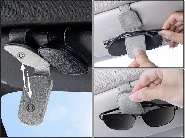 Eleganter Leder-Sonnenbrillen- & Ticketclip für den Auto-Sonnenschutz