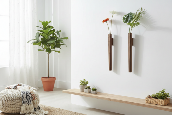 Böhmische Wandvase aus Massivholz – Hängende Wohnzimmer-Dekoration für Pflanzen & Blumen