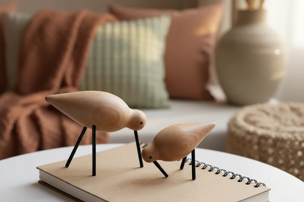 Nordic Stil Holz Vogel Skulptur – Abstrakte Tier Statue für Wohnzimmer & Deko