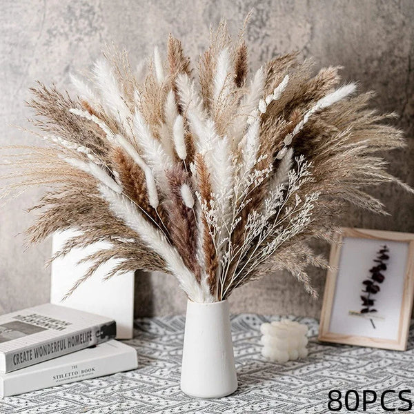 Getrocknete Blumen – Pampasgras & Hasenschwanz (Bunny Tail) für Boho Home, Hochzeit & Party-Deko