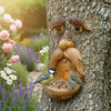 Baum Gesicht Deko mit Vogelfutterstation – Leuchtende Augen Gartenfigur