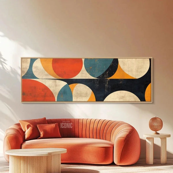 Mid-Century Moderne Wandkunst auf Leinwand – Abstrakter Bauhaus Panorama-Druck