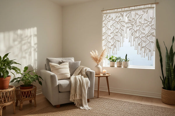 Handgewebter Wandteppich im nordischen Stil – Boho Wanddeko aus Baumwolle