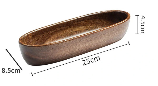 Akazienholz Tablett – Schale, Serviertablett für Snacks, Nüsse & Dessert