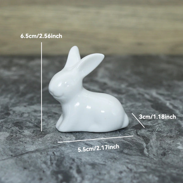 Keramik Kaninchenfigur im Kawaii-Stil – Nordische Tierdeko für Wohnraum, Garten & Ostern