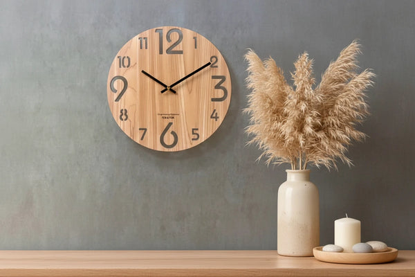 3D Wanduhr aus Holz – Modernes Nordisches Design, Uhr für Wohnzimmer & Küche